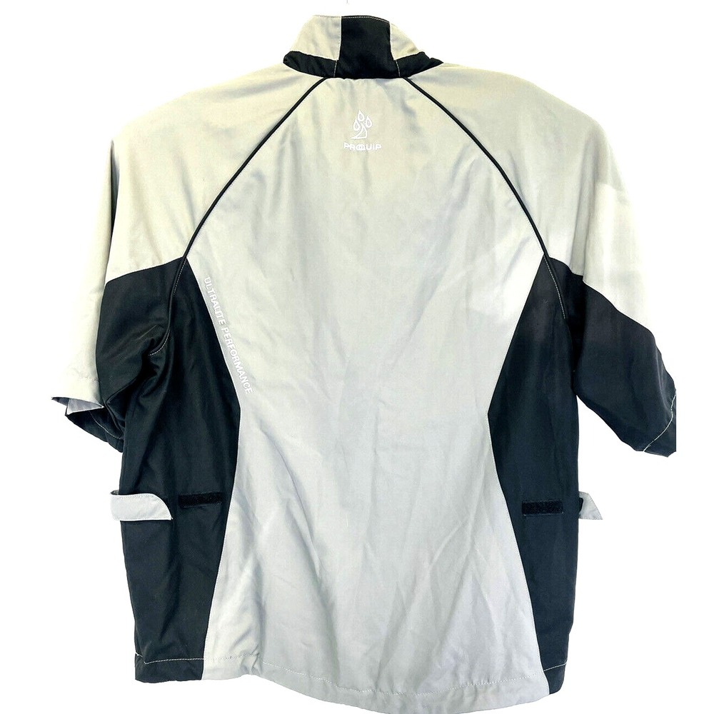 Pro Quip Jacket Windproof Mens Large Grey/Black 1/4 Zip Golf Rain Jacket (C23) - Picture 2 of 5